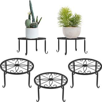 OEM Soporte Para Maceta - Hierro Forjado - Resistente A La Humedad Y Al Exterior - Negro - 1 Unidad