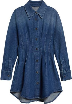 Givenchy Long Sleeve Denim Cocoon Mini Shirtdress in Medium Blue at Nordstrom, Size 10 Us
