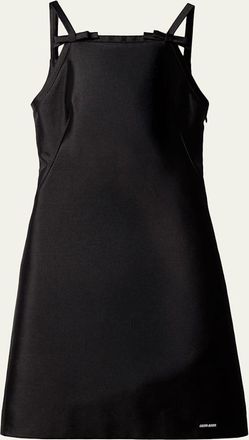 Miu Miu Bow Sleeveless Silk-Wool A-Line Dress