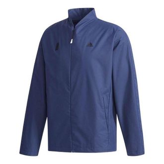 adidas Mens adidas Logo Printing Solid Color Stand Collar Jacket Autumn Blue CV6230