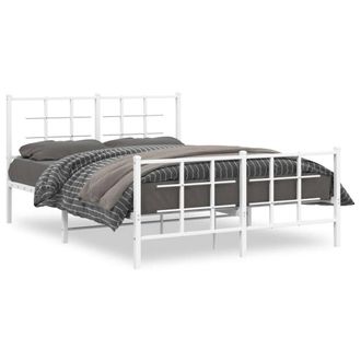 Berkfield Home Metal Bed Frame without Mattress with Footboard White 135x190cm | Size: 135x190 cm