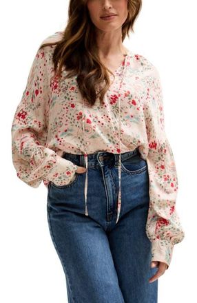 Lily And Lionel Rosetti Billowy Sleeves Print Blouse in Cream at Nordstrom, Size 10