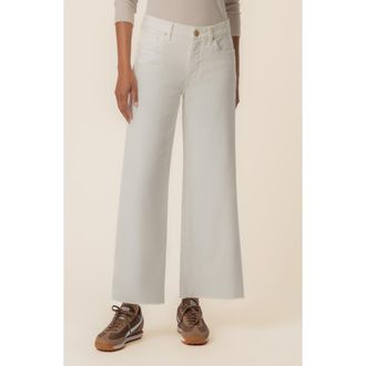 Kut from the Kloth Meg High Waist Raw Hem Wide Leg Jeans in Ecru at Nordstrom, Size 16