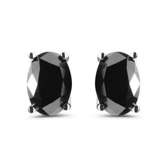 House of Brilliance 14K White Gold 3.00 Cttw Black Diamond Solitaire Stud Earrings at Nordstrom