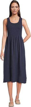 Mod-o-doc Smocked Tank Top Midi Dress Womens Dress Vibrant Navy : LG (US 12-14), Cotton