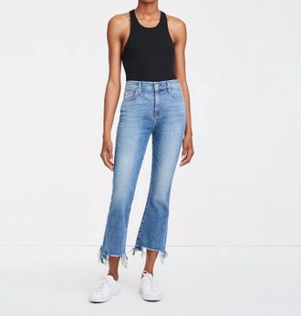 7 For All Mankind High Waist Slim Kick With Long Side Hem And Destroy Jeans In Sloane Vintage