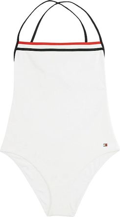 Tommy Hilfiger Elegante Rugloze Gestreepte Badpak - Dames - Badpakken - Wit - XS - Nylon - Badmode