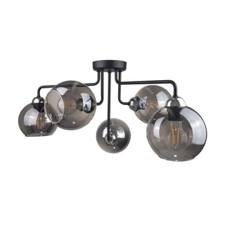 Netlighting Cosmo Multi Arm Semi Flush Ceiling Light Black Silver 70cm 5x E27