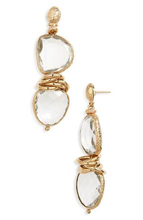 Gas Bijoux Sirena Drop Earrings in Clear/Gold at Nordstrom