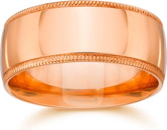 Pompeii3 10mm Milgrain 14K Rose Gold Polished Wedding Band Size Selectable