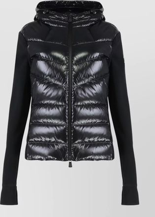 Moncler hooded fleece zip jacket quilted front