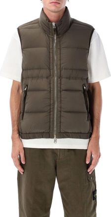 Stone Island Green Stand Collar Quilted Vest