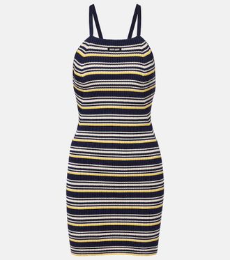 Miu Miu Striped open-back cotton-blend minidress
