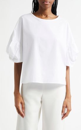 Emporio Armani Cotton Poplin Pullover Top in Solid White at Nordstrom, Size 14 Us