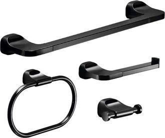 Gedy Gedy - St991400002 Set 4 Piezas (toallero 35cm, Portarrollo, Percha, Argolla) Negro Mate - Ref: St991400002