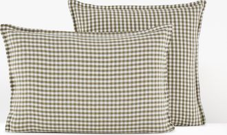 La Redoute Interieurs Kussensloop in gewassen linnen, Acélie Kaki