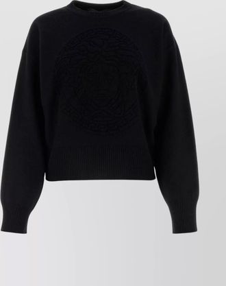 Versace cashmere wool ribbed crew-neck sweater