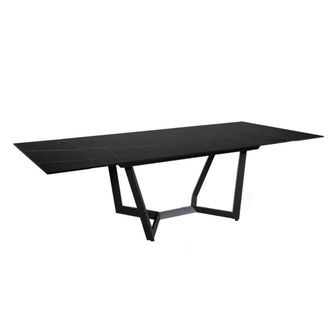 Oresteluchetta Mesa extensible cer&aacute;mica m&aacute;rmol negro acero gris 76x160-240 cm