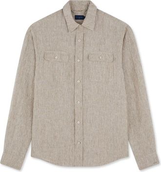 Paul & Shark Linnen Overshirt - Heren - Casual Overhemden - Beige - M - Linnen - Overhemden