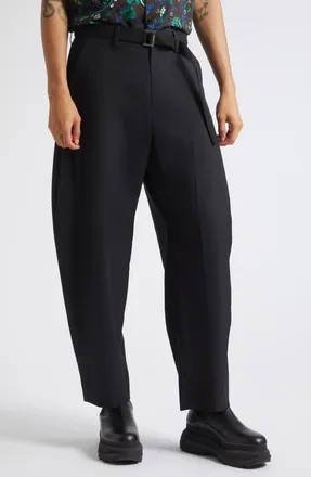 sacai Barrel Leg Suiting Pants in Black at Nordstrom, Size 4