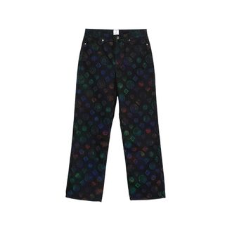 Casablanca Flared Jeans, male, Black, Size: W34 Heatmap Monogram Denim Jeans