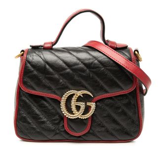 Gucci Pre-owned Gucci Mini GG Marmont Matelasse Calfskin Torchon Top Handle Bag Ladies 97KV6WYAAR4NY4S1