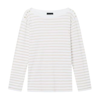 Emporio Armani Tops, Dames, Veelkleurig, M, Katoen, Gestreept Modal Jersey Trui
