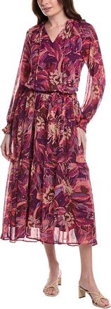 Fate Abstract Print Chiffon Tiered Maxi Dress