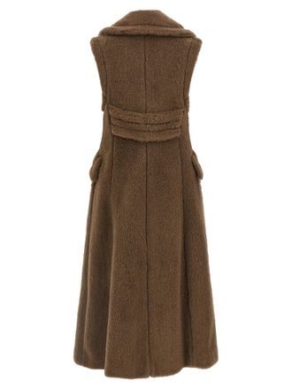 Max Mara Womens Brown Alpaca Leather Coat Clothing