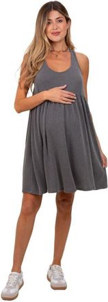 Pinkblush Ribbed Sleeveless Open Back Midi Dress in Charcoal Grey at Nordstrom, Size Large