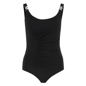 Versace Tops, Dames, Zwart, S, Leer, Stretch Cr&ecirc;pe Jersey Bodysuit