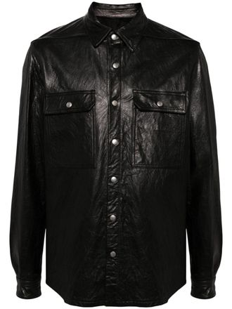 Rick Owens leather shirt jacket - Black