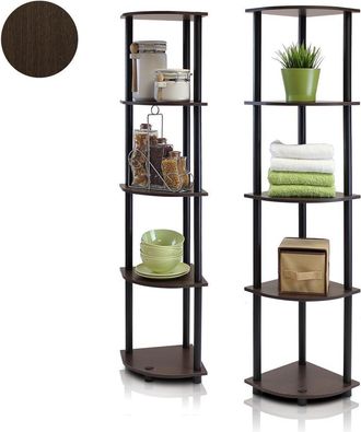 Furinno 2-99811DBWG Turn-N-Tube 5-Tier Corner Multipurpose Display Shelves, Set of 2