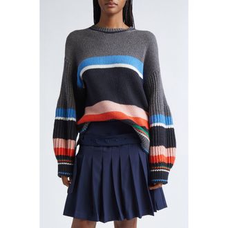 Stine Goya Stripe Oversize Cotton & Wool Blend Sweater in Chunky Stripes at Nordstrom Rack, Size Medium