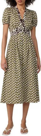 Diane Von F&uuml;rstenberg Erica Stretch Cotton Midi Dress in Loch Box at Nordstrom, Size 14