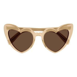 Saint Laurent Heart-Shaped Sunglasses - Beige