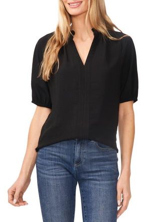 CeCe by Cynthia Steffe Ruffle Split Neck Blouse in Rich Black at Nordstrom, Size Xx-Small