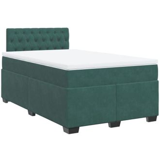 vidaXL Vidaxl - Cama Box Spring Con Colch&oacute;n Terciopelo Verde Oscuro 120x190 Cm
