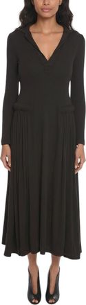 Bottega Veneta Brown Pleated V Neck Maxi Dress