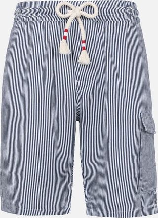 MC2 Saint Barth Man Blue Striped Linen Bermuda Marseille