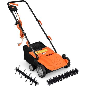 Costway Costway Escarificador El&eacute;ctrico 2 En 1, Aireador De C&eacute;sped Con Cable De 12 Amperios, Capacidad De Bolsa 30 L, Desmalezador Ajustable De 3 Posiciones Y