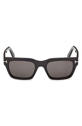 Tom Ford Andy-02 55mm Square Sunglasses in Shiny Black /Smoke Lens at Nordstrom