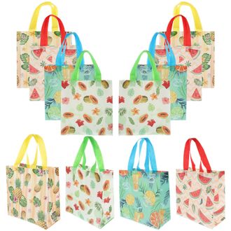 Cabilock 12pcs Non-woven Tote Shopping Bags with Handle Fruit Print Reusable Grocery Bags for Women Families Takeout Packaging and Daily Storage