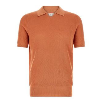 Brunello Cucinelli Cotton English Rib Knit Polo - male - Brunello Cucinelli - Polo Shirts - Orange - 2XL - Tops
