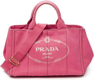 Prada Pre-owned Womens Medium Canapa Tote Shoulder Bag - Pink - One Size