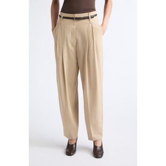 Toteme Draped Balloon Trousers in Overcast Beige at Nordstrom, Size 34