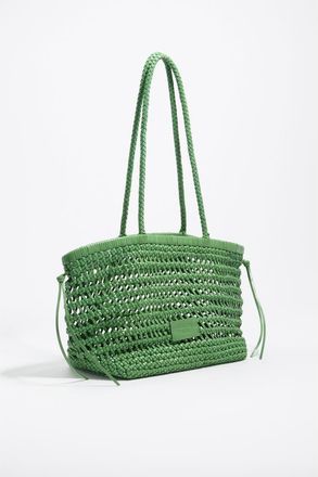 Bimba & Lola Plaited Leather Shopper Bag in Emerald at Nordstrom