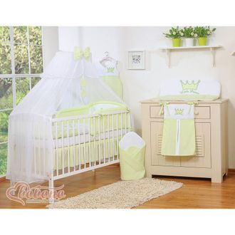 OEM Mosquitera Grande Para Cuna De Beb&eacute; De Gasa Blanca Con Anillas Y Lazo - Colgantes Verdes