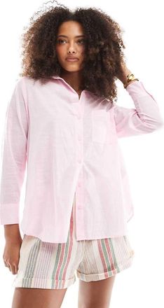 Only loose fit textured shirt in pink