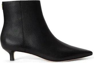 Ralph Lauren Leren enkellaarsjes met kitten heel en puntige neus, FRANCESCA